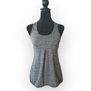 Lucy Women's Heathered Gray Stripe Keyhole Opening Racer Back Active Tank Size S